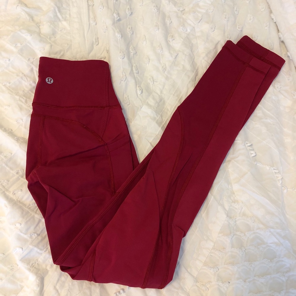 Lululemon Fast & Free Tights Full length Red Sze 2